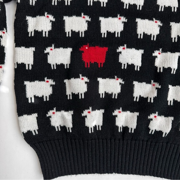 Vintage The Italian Mob Black Sheep Pattern Sweater M - Picture 4 of 7